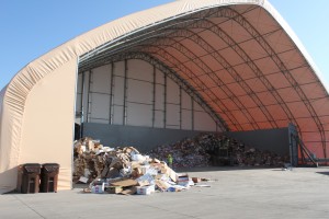 A fabric building keeps recyclables dry at Rumpke Recycling