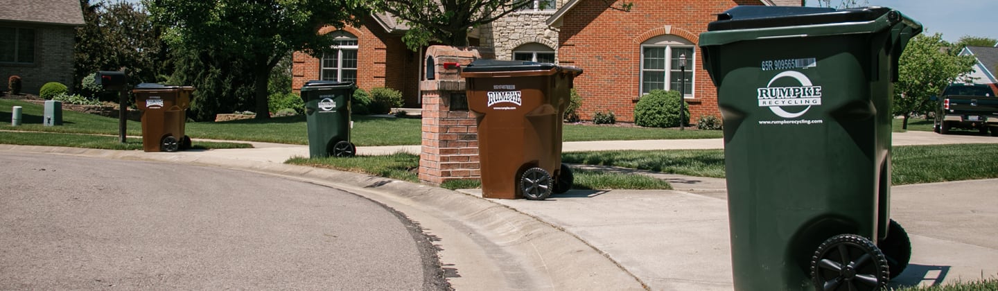Recycling bin at curbside of home