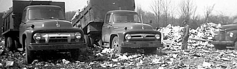 Old Historical Photo of Rumpke Trucks Dumping Trash