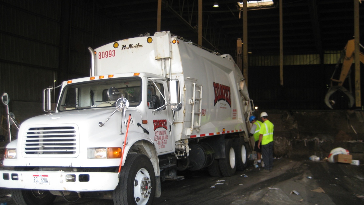 Rumpke Truck On Tipping Floor In Harvard Avenue Transfer Station OH