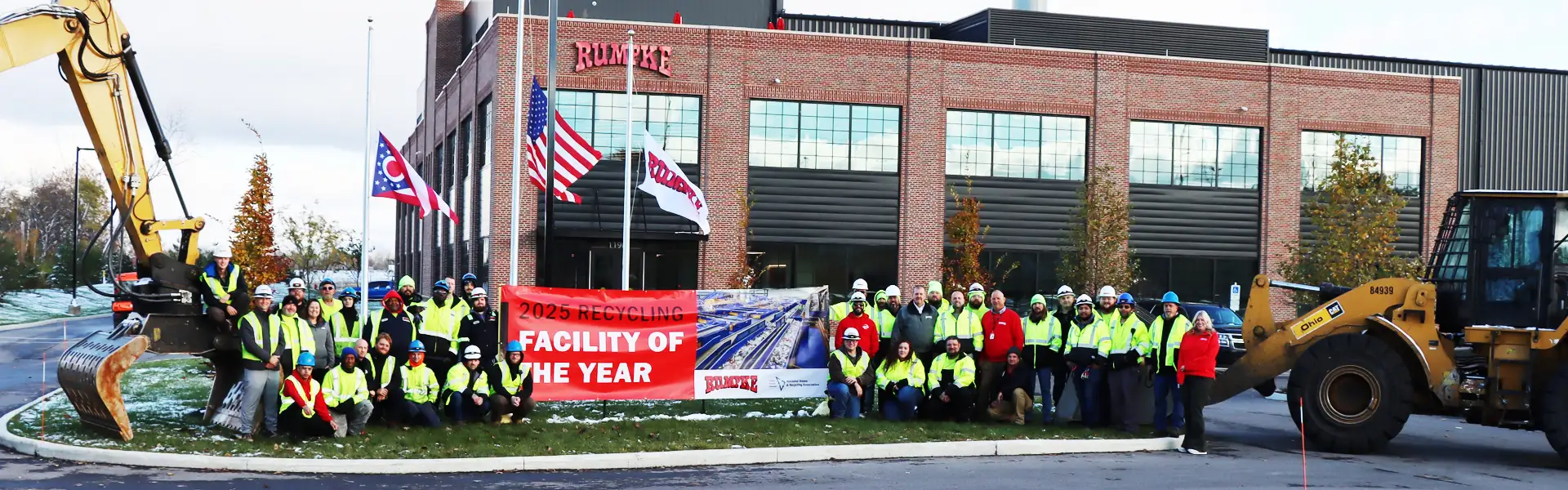 Rumpke Recycling Center Team In Front Of Recycling Facility Columbus Ohio
